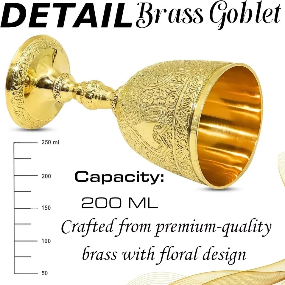 Unomor Messing Kelchglas Mit Hohem Fuß – Goldene Trinkbecher Für Wein & Tee, 8x8 Cm
