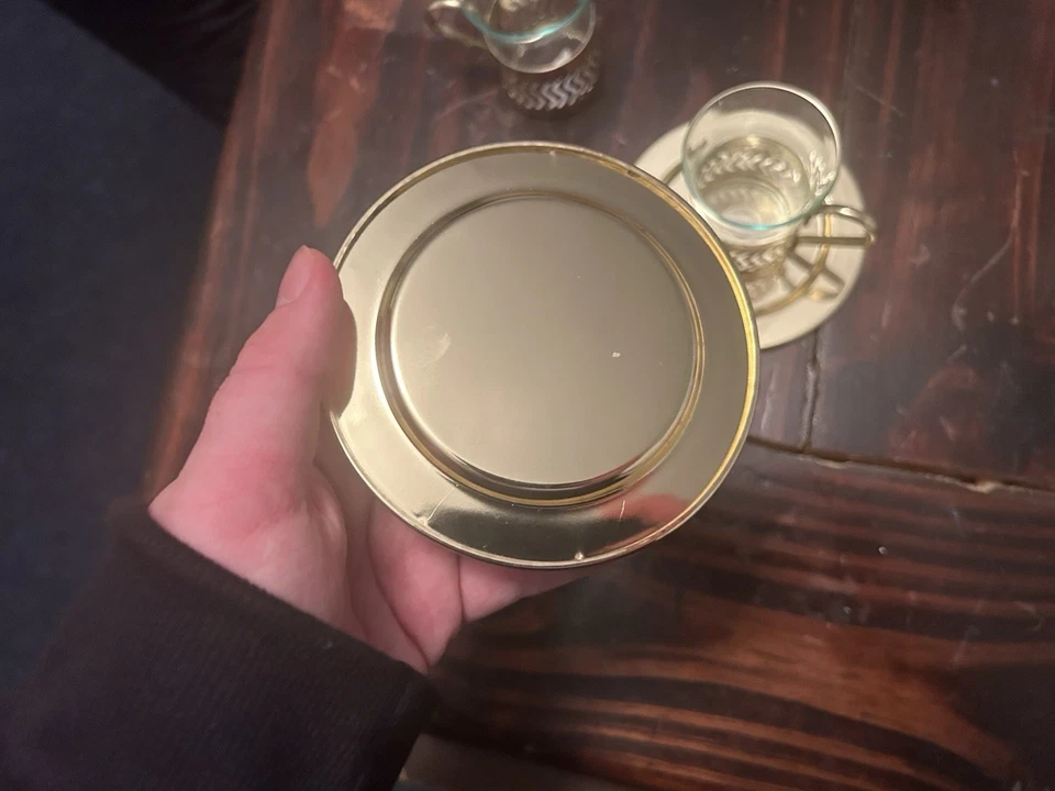 Juego de 2 tazas de café espresso Demitasse de vidrio y plástico excelente estado Foto 4 de 4