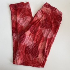 Lularoe OS One Size Leggings Red Pink Hearts Print