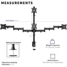 VIVO Quad Monitor Heavy Duty Desk Mount 3  1, Holds Computer Screens up to 24"