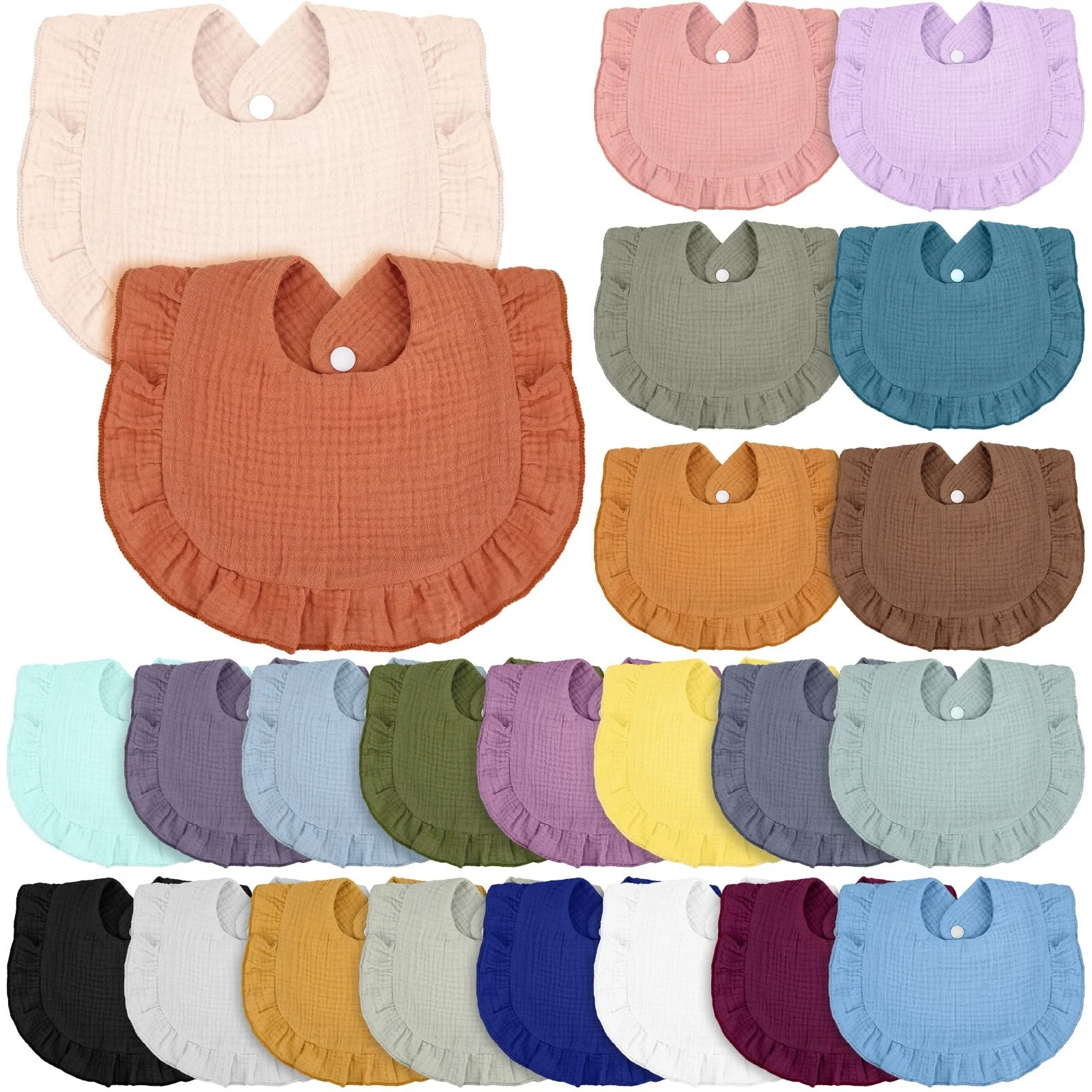 24 Pcs Muslin Baby Bibs 24 x 20 cm/ 9.45 x 8 inches, As Pictures Show