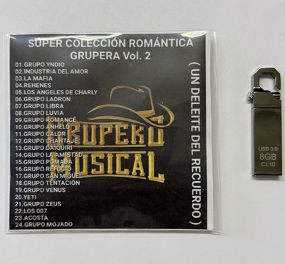 USB 3.0 8GB Metalico Flash Drive Ya grabado con Musica Romantica Vol. 2 Mp3