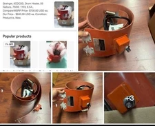 Grainger, 3CDC2D, Drum Heater, 115V, 750W, 6.5A, 55 Gallons, Sbwh-dd12-bb.yy