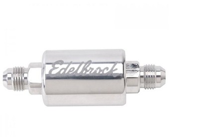 Edelbrock 8129 Polished Aluminum High Flow Fuel Filter -6 Inlet / Outlet