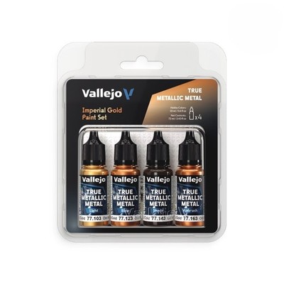 Vallejo TMM True Metallic Metal, Set 4 Colores   77.252 Imperial Gold Paint Set