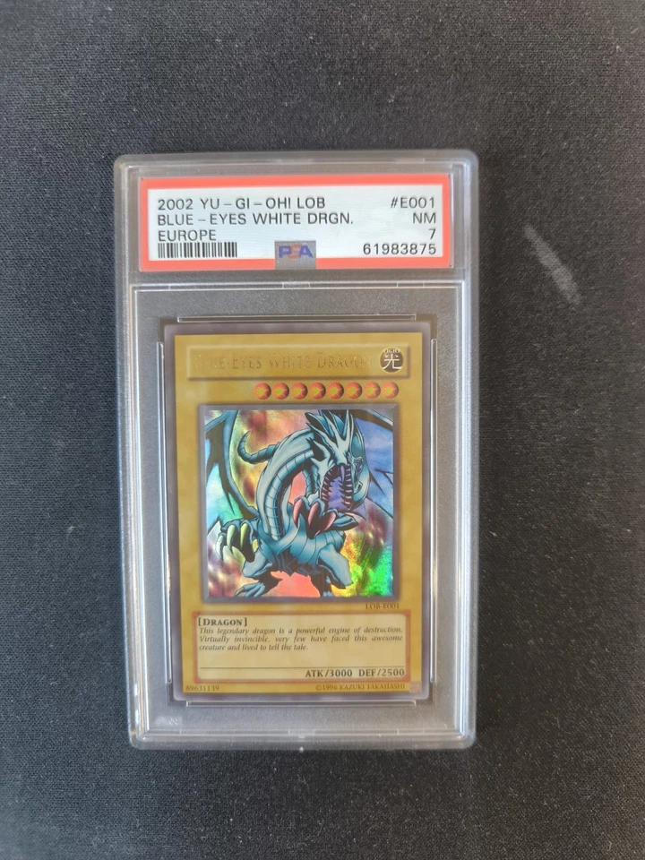 YU-GI-OH! Blue-eyes white dragon LOB-E001 Ultra Rare | PSA 7 NEAR MINT ENG EUROP, foto 1 di 5