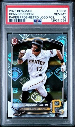 2025 Bowman Konnor Griffin Retro Logo Foil PSA 10 SSP POP 8