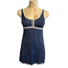 VTG Y2K Formfit Rogers XS Babydoll Cami Top Blue Feminine Romantic Crochet Trim