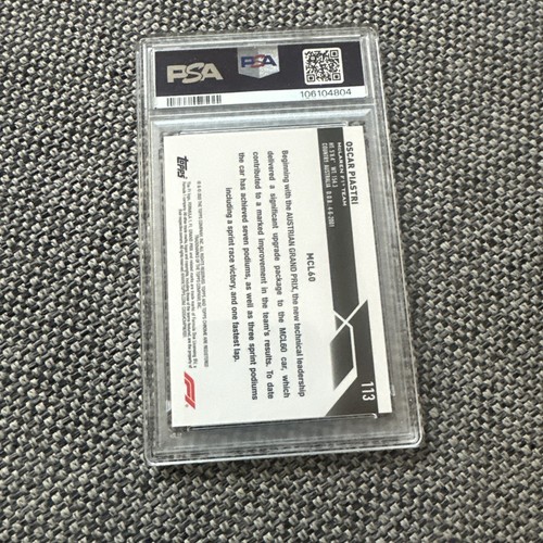 2023 Topps Chrome F1 Purple Checker Flag Refractor Oscar Piastri /199 Psa 10 Rc - Picture 4 of 4