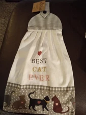 Kay Dee Designs ~ Kitchen Tie Towel "Best Cat Ever" ~ 100% Cotton ~ Brand New!