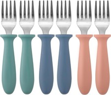 6-Pack Stainless Steel Toddler Forks Baby Kids Utensils for Self-Feeding