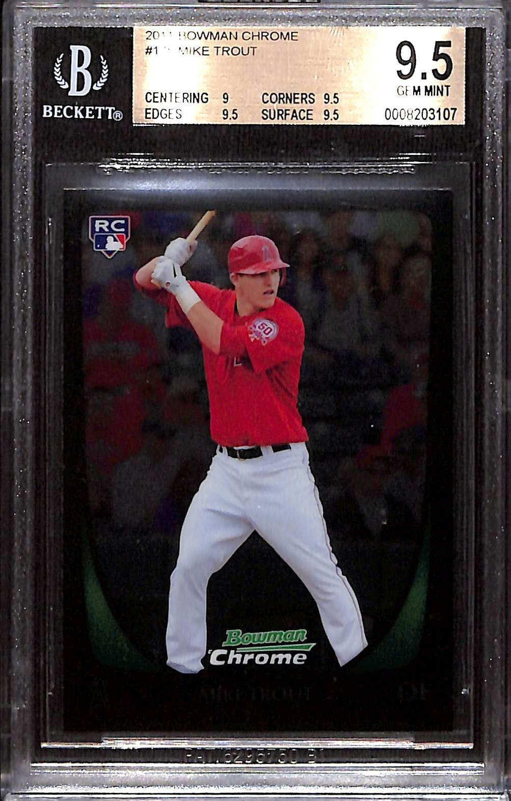 2011 Bowman Chrome #175 Mike Trout Los Angeles Angels RC BGS 9.5