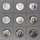 1964-1976 Silver Kennedy Half Dollar 9 Piece BU Gem Collection- 1.76 Oz Silver!
