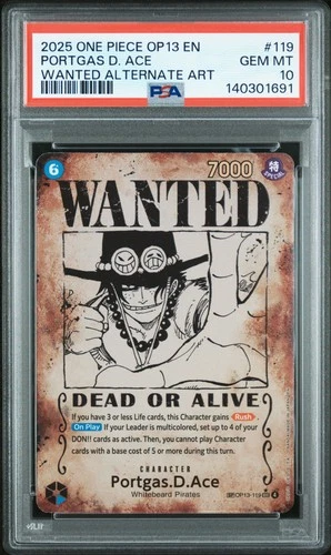 2025 ONE PIECE OP13-CARRYING ON HIS WILL #119 PORTGAS D. ACE PSA 10