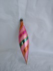 Vintage Mercury Glass Christmas Decoration Candle Striped Elongated Bauble Czech