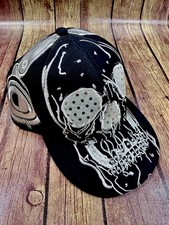 Skull Embroidery Metallic Snapback Hat Skulls Headphones Adult Black Adjustable