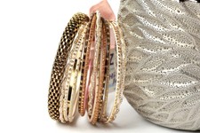 Glittery Boho Fashion Bollywood Bangles Bracelet Set Gold