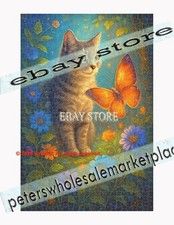 1000 piece jigsaw puzzle Butterfly Cat fantasy animal