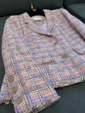 CHANEL VINTAGE 05P TWEED CC LOGO BUTTON JACKET BLAZER FR40-FR42 US12