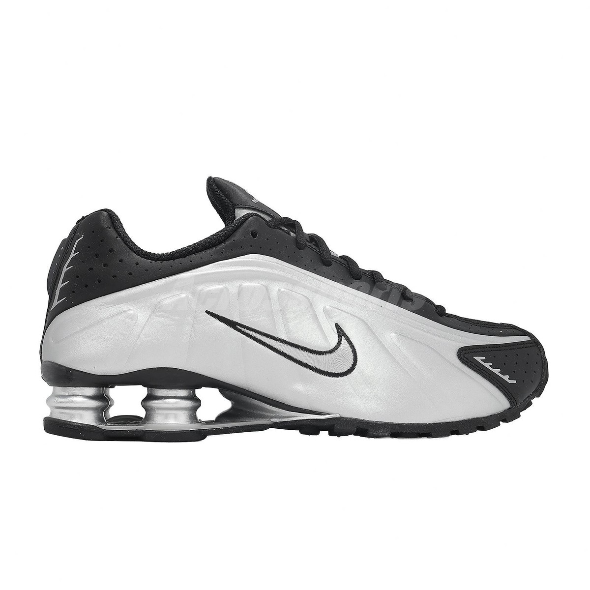 Nike Shox R4 Metallic Silver Black Men Casual Lifestyle Shoes
