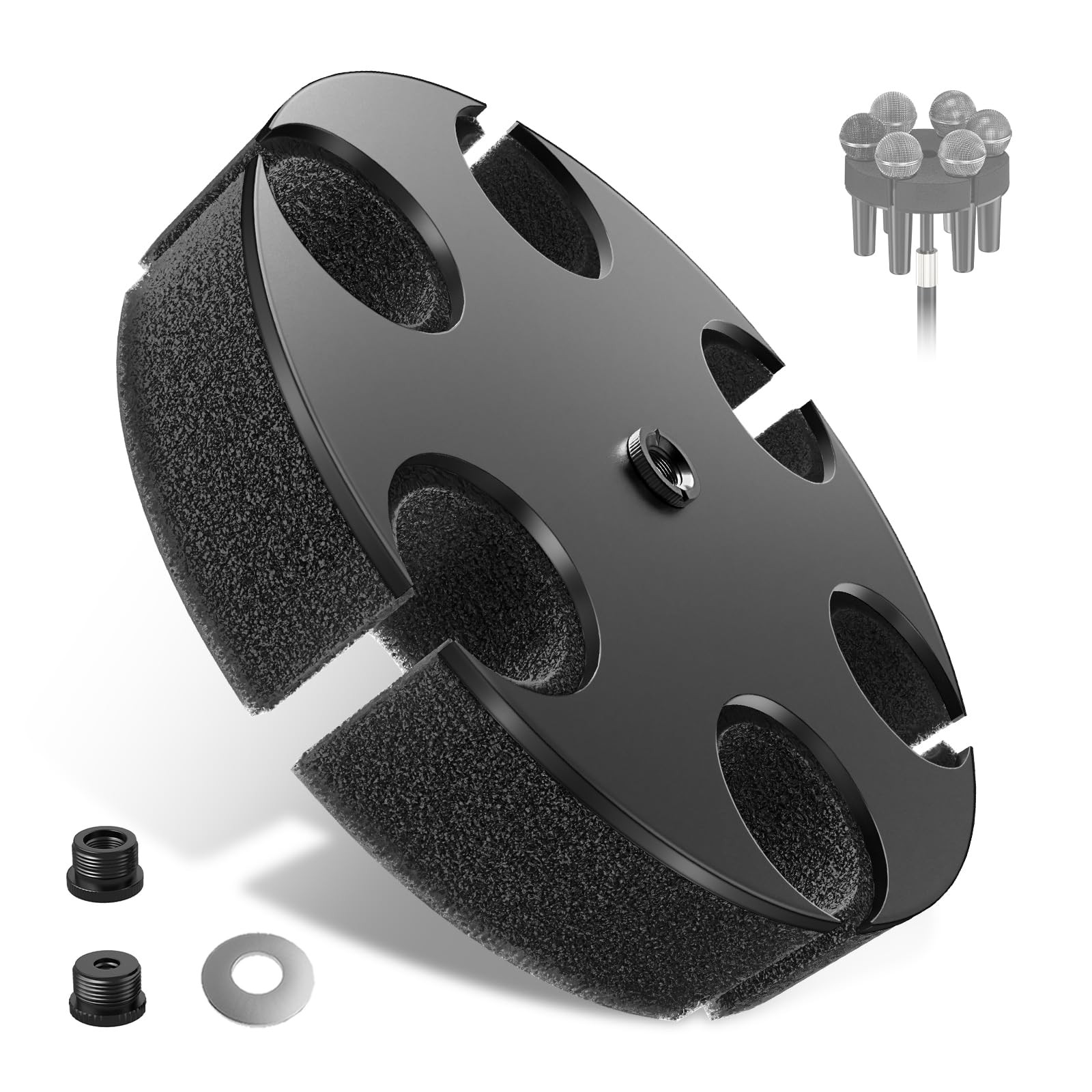 Multi Microphone Holder【Aluminum/Upgraded】Multi Mic Holder Up to 6 Mics, Wire...