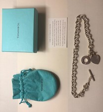 Tiffany & Co. Silver Heart Tag Choker Toggle  Necklace