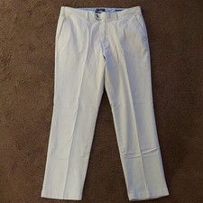 Nautica Men's Beige Flat Front Straight Leg Casual Pants Cotton Spandex Logo