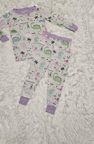 Little Sleepies OG PURPLE PINK DINOS Dinosaurs Two Piece Pajamas 18-24 Months - Picture 2 of 3