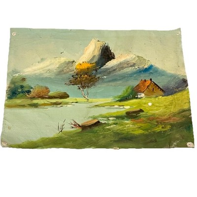 Original Vintage Oil Painting-Charming Alpine Landscape. Stunning Artwork! 11X14