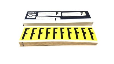 Brady Box of (25) Black on Yellow F Vinyl Cards 3440F NOS