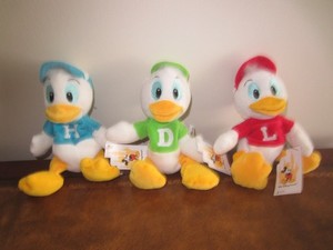 Vintage Disney World Beanies Huey, Dewey, Louie RARE Errors Lot of 3
