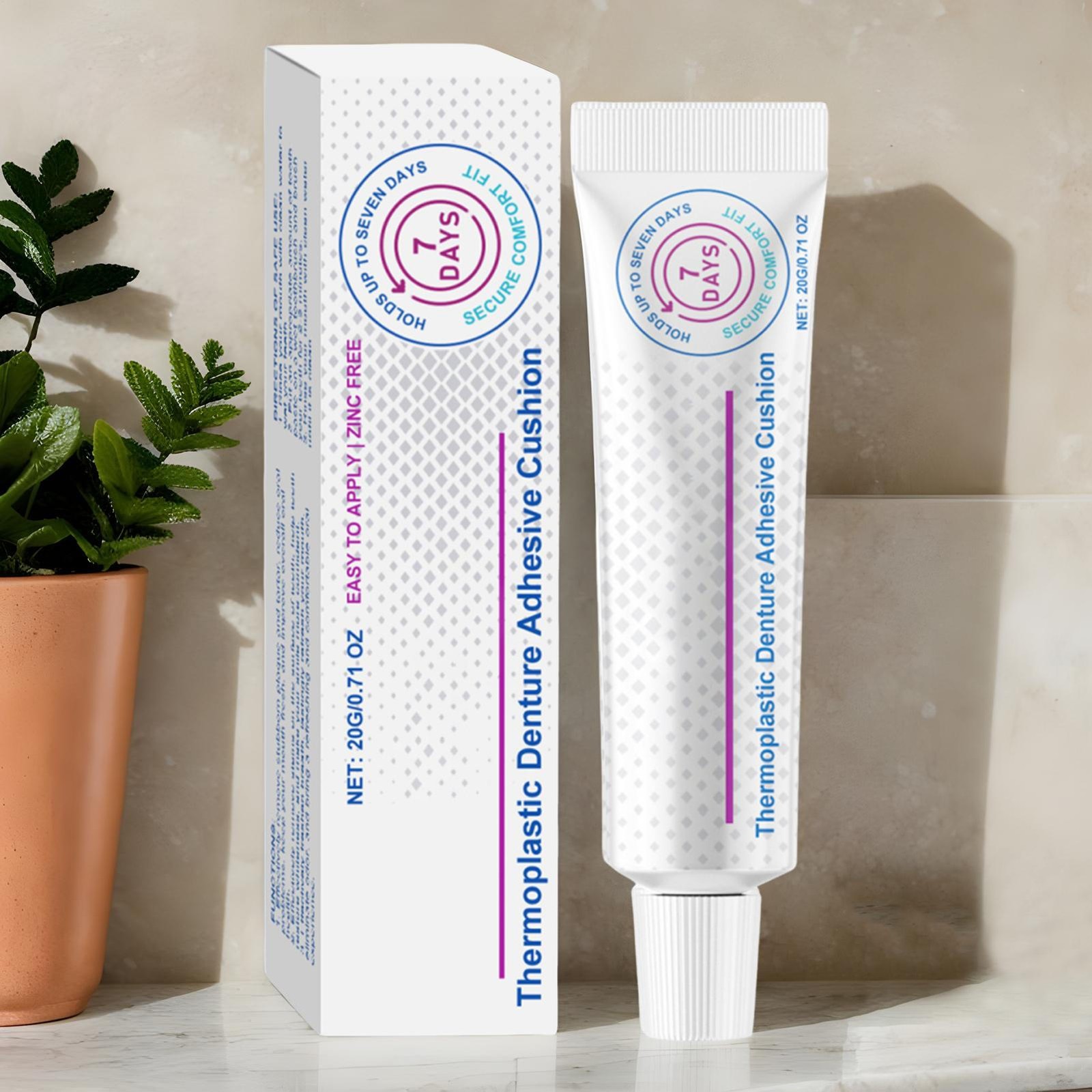 Denture Adhesive, Thermoplastic Denture Adhesive And Cushion For 7 Days