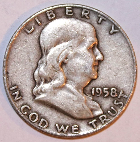 1958-D Franklin Half Dollar - Circulated - VF - #0542EB