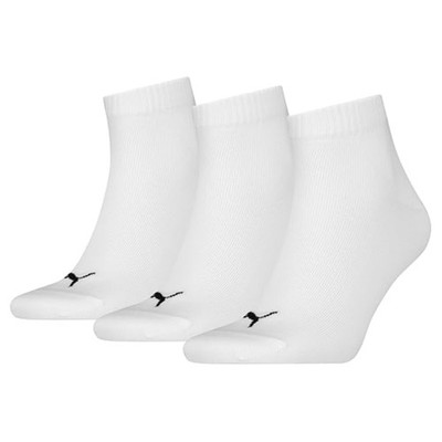 Puma Quarter Socks Plain 3 Pack Unisex White Black