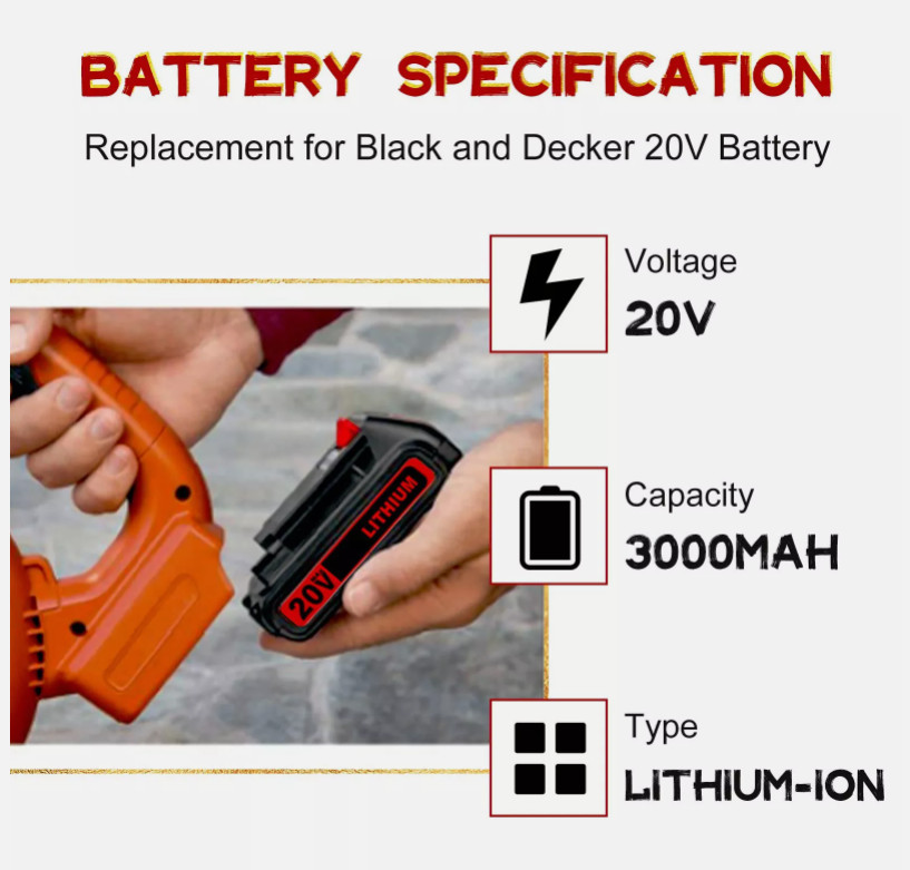 2Pack for Black and Decker 20V 3.6Ah Lithium Max Battery 20 Volt LBXR20 LBXR2020
