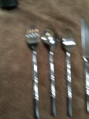 Hampton Silversmiths Stainless Flatware Bamboo Pattern 2 Forks Spoon Knife 4 PCs - Picture 4 of 7