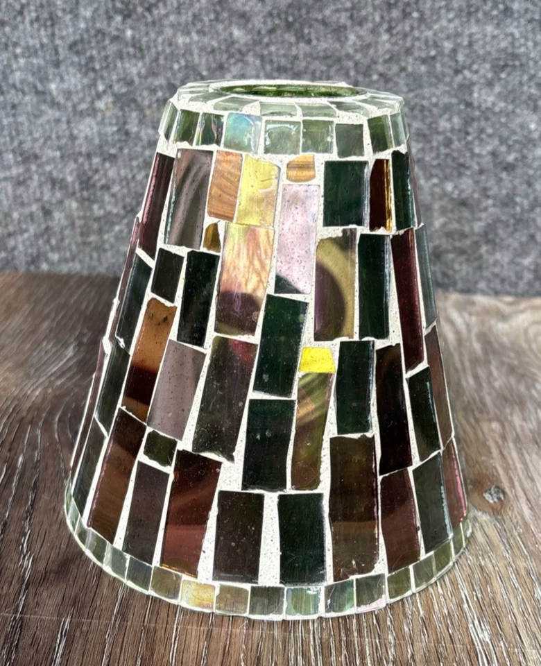 White Barn Mosaic Shade Copper & Green Translucent Colors Rectangle & Squares - Image 4 of 4