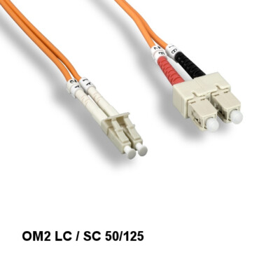 KNTK 16ft OM2 LC/SC Multi-Mode Fiber Cable 50/125 Duplex OFNR Ethernet Data App