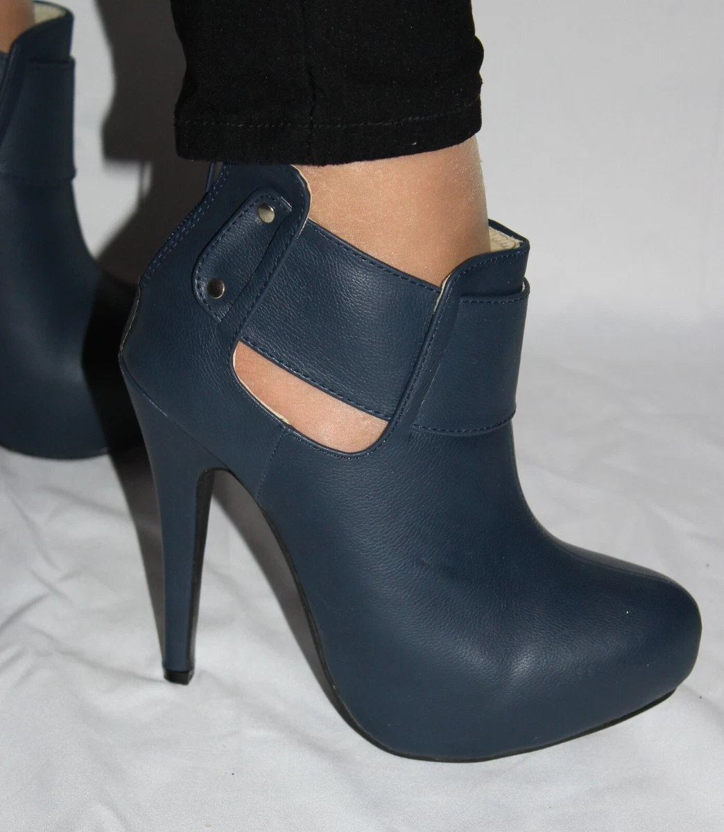 Women s High Heel Boots Shoes Blue Trunk Boots 39 41