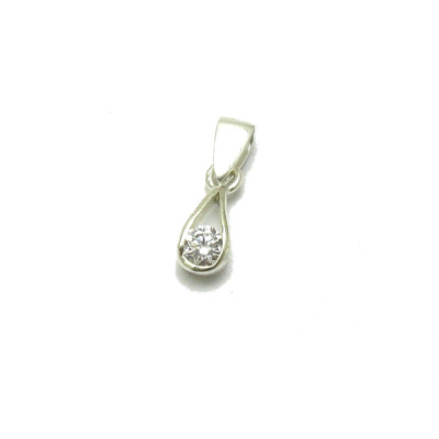 Small Sterling Silver Pendant Solid 925 with 4.5mm Round CZ Handmade