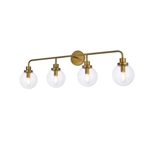 Living District Hanson 4-Light Metal Bath Sconce in Brass and Clear - Picture 3 of 7