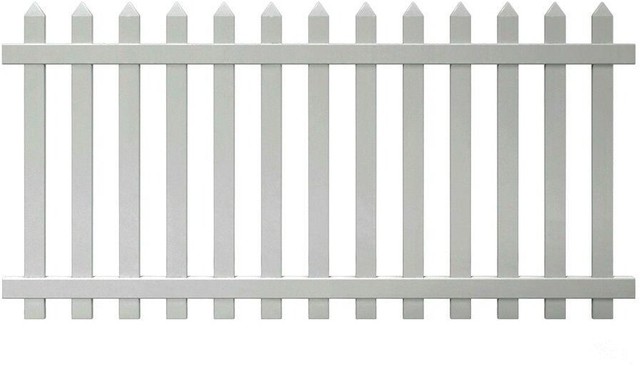 White 4 Ft H X 8 Ft W Spaced Picket Vinyl Fence Panel With Dog Ear Pickets For Sale Online Ebay