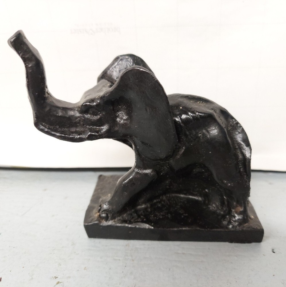 Handcrafted Elephant Trunk Up - Coal MTN Carved 4 in X 4 in Handcrafted Handmade