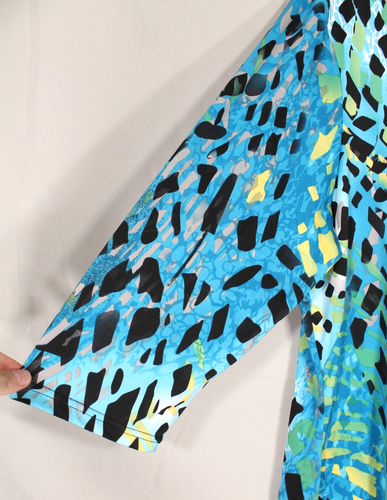 SERENGETI Stretch Knit TURQUOISE 3/4 Sleeve ASYMMETRICAL HEM Blouse/Tunic Top 1X - Imagen 4 de 5