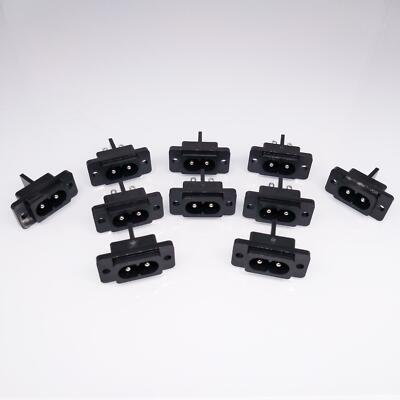 10pcs AC Power Socket Connector AC 250V 2.5A IEC320 C8 2 Pins Screw Mount Inlet