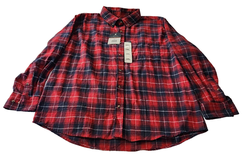 Mountain Ridge Men's Big & Tall Flannel Long Sleeve Shirt Red Black 3XL NEW - Picture 2 of 8