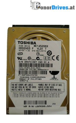 Toshiba HDD2H03- MK1652GSX - 160 GB - SATA - PCB G002217A*