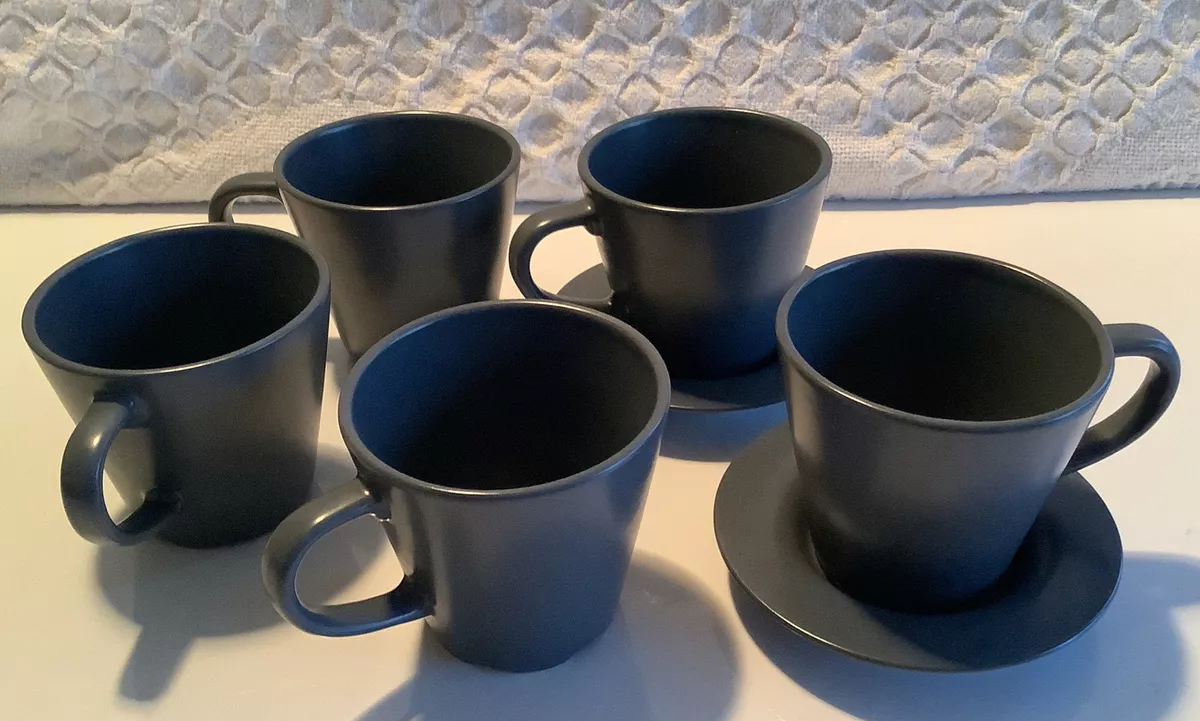 Replacement Dinera Ikea 5 Espresso Cups And 2 Saucers Dark Gray