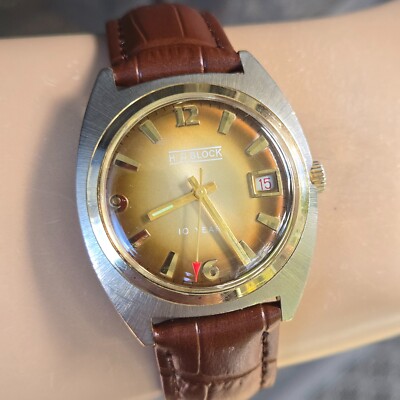 Vintage men's manual wind watch H&R BLOCK 10 Years Swiss FE-140-1 17Jewels 1970s