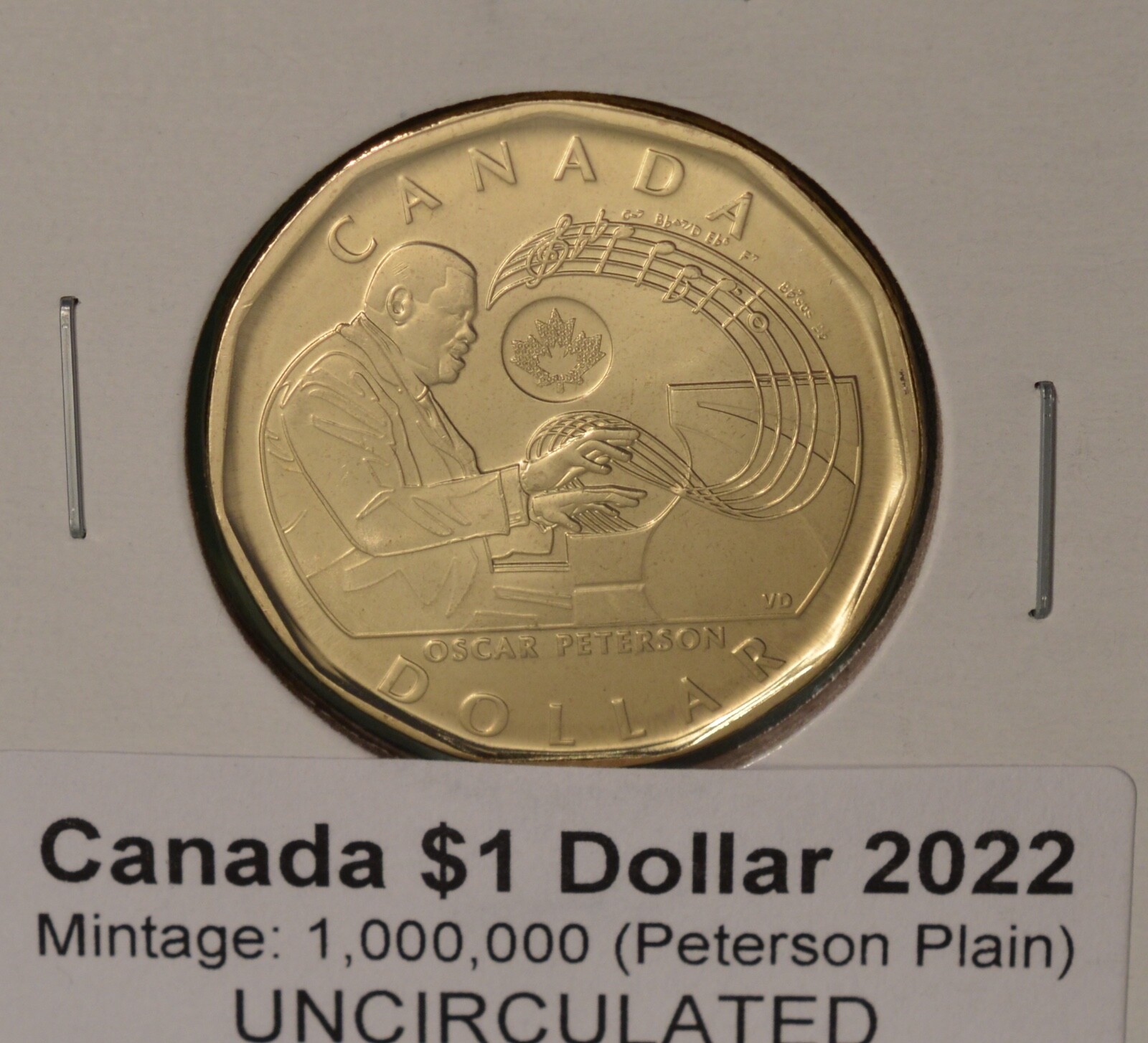 2022 Canada Loonie Oscar Peterson PLAIN BU UNC from mint roll
